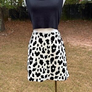 90s vintage Sense U.S.A. black & white fuzzy cow print mini skirt 🐄🐮